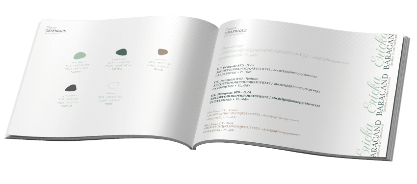 Mockup de la charte graphique d'ERICKA BARACAND.