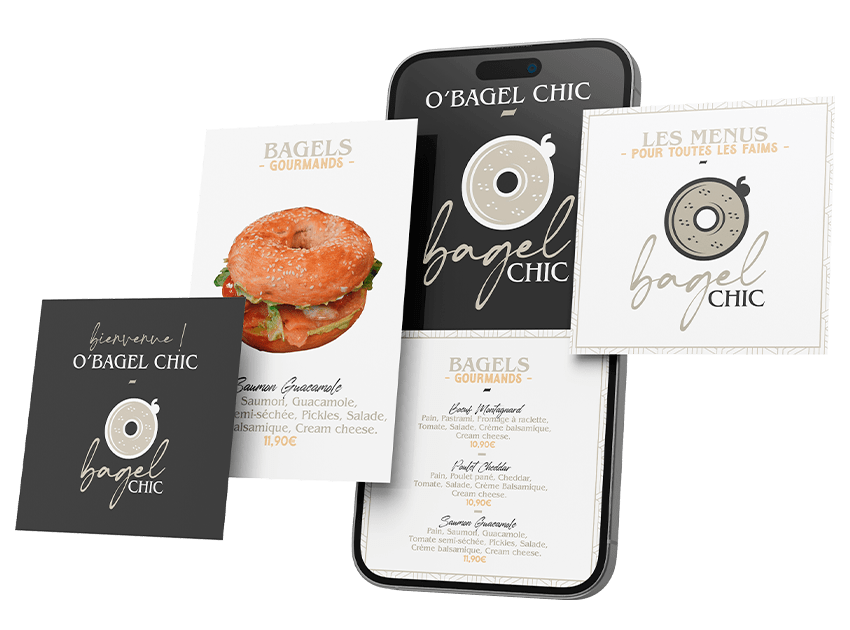 Présentation des visuels pour les réseaux sociaux d'O'BAGEL CHIC.